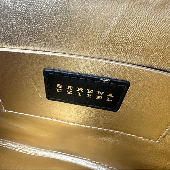 Serena Uziyel Women's Gold Catena Envelope Metallic Leather Clutch Bag - Picture 15 of 16